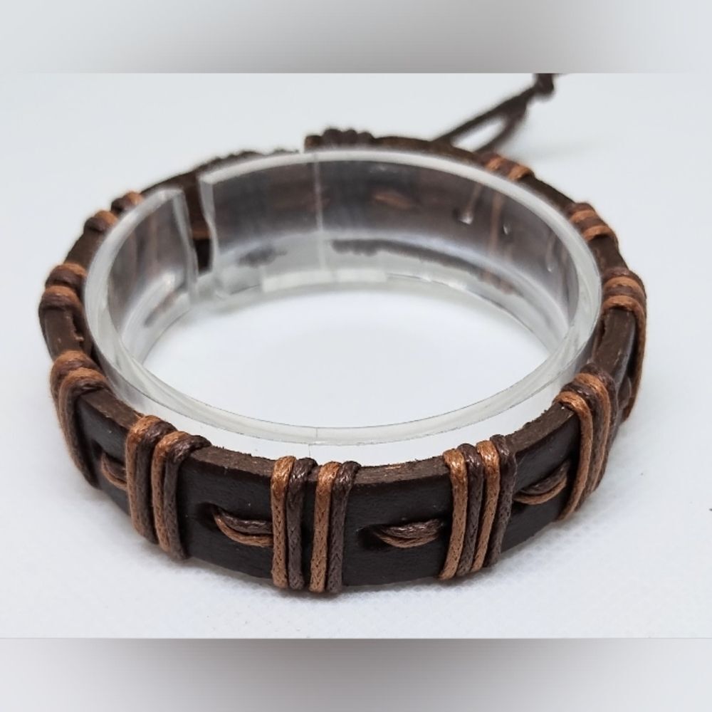 Men's‎ bracelet leather braided brown new e89
